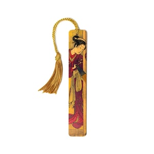 Japanese Woman in Kimono Handmade Wooden Bookmark -  Made in the USA