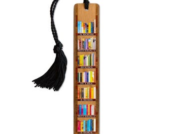 Bookshelf - A Room Without Books Quote Wooden Bookmark - Made in the USA
