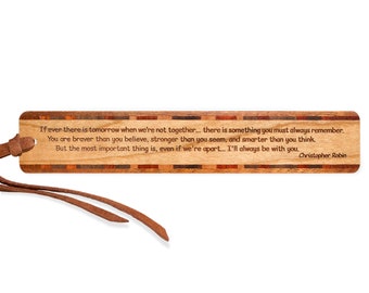 Christopher Robin Quote "I'll Aways Be With You" Engraved Wooden Bookmark – Made in the USA