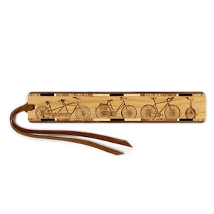 Bicycles Engraved Wooden Bookmark – Handmade Gift for Cyclists & Book Lovers, Eco-Friendly, Made in the USA