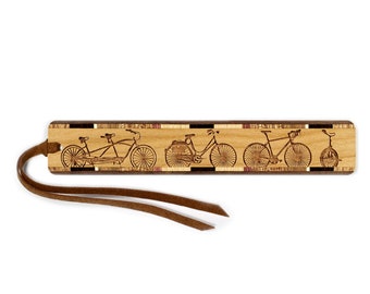 Bicycle Wooden Bookmark | Engraved Bicycle Collection | Cycling Gift | Made in USA
