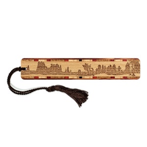 Elk Nature Wildness Engraved Handmade Wooden Bookmark with Tassel - Made in The USA