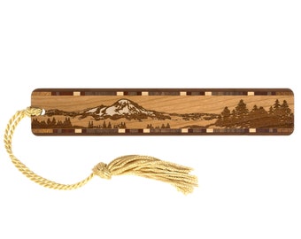 Mountain Wilderness Nature Scene Handmade Engraved Wooden Bookmark - Made in the USA