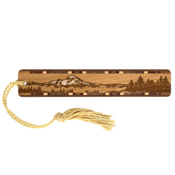 Mountain Wilderness Nature Scene Handmade Engraved Wooden Bookmark - Made in the USA