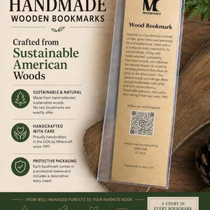 Mountain Wilderness Nature Scene Handmade Engraved Wooden Bookmark - Made in the USA image 7