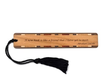 Abraham Lincoln Quote Engraved Wooden Bookmark – Handmade USA Gift