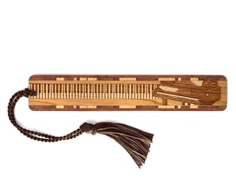 Piano Keyboard Engraved Wooden Bookmark Handmade  - Made in the USA