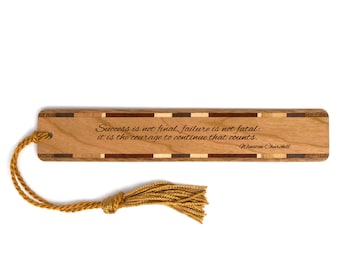 Winston Churchill Engraved Wooden Bookmark - Courage Quote - Made in the USA