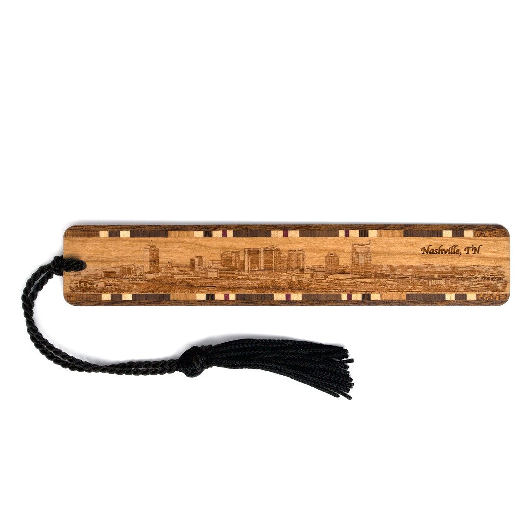 Nashville Tennessee City Skyline Handmade Engraved Wooden Bookmark ...