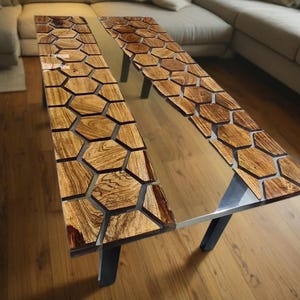 Custom Walnut Epoxy River Table – Live Edge Dining Table or Office Desk, Clear Resin Wood Table, Handmade Bespoke Furniture, Custom Sizes