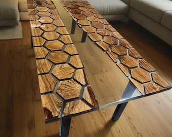 Custom Walnut Epoxy River Table – Live Edge Wood Dining or Desk