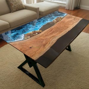 Buy Ocean Epoxy Table – Wood Resin Furniture – Artisan Coffee Table – Custom Wood Table – Handmade Epoxy Resin Table Decor