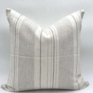 Streep kussensloop grijze streep sierkussen boerderij linnen woondecoratie accent stuk voor bank Country housewarming cadeau kustkussen