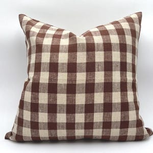 Buffalo Check Pillow Cover Linen Brown gingham pillow Country Style Farmhouse Design Bedroom Decor Rustic Charm Vintage Pattern Cozy decor