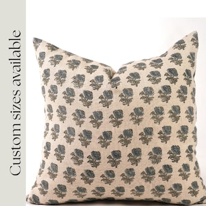 Blue floral Throw pillow French blue Pillow Cover spring pillow custom size lumbar pillow hostess gift for home Farmhouse Rustic decor
