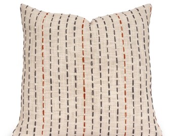 Gewebter Kissenbezug Beige Schwarz Strukturiertes Dekokissen Rostgrau Schwarz Boho-Kissen Landhausstil Dekorativer Kissenbezug Neutraler Kissenbezug