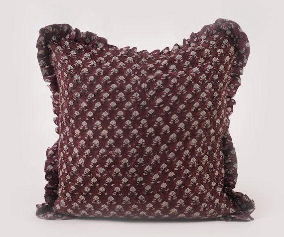 Floral pillow cover Spring Pillow Cover French Country pillow cover Farmhouse Country Throw pillow Home Decor Boho Maroon pillow cover