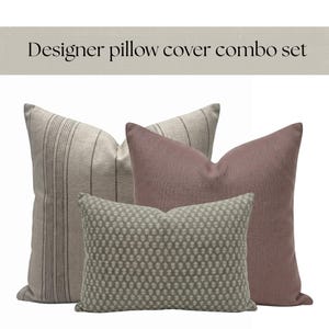 Dekorative Kissen Kombi-Set gestreift kuratiert Kissenkombination braun Kissen-Set rost Dekokissen-Set für Sofa Kissen Kombi-Set neutral