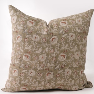 Floral Kissenbezug Frühlingskissen salbei grün Dekokissen Block Print Kissenbezug Landhausstil Home Decor Geschenk Einweihungsparty Geschenk