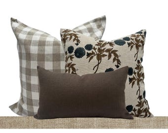 Pillow Combination set brown Pillow combo Sectional Pillows Set Throw Pillows Set for sofa Pillow Combo Set Throw Pillows Floral Pillow