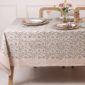 Rectangle Tablecloth Dining Peach Table Cover French country Decor napkins rectangle summer party tablecloth Spring Floral Tablecloth