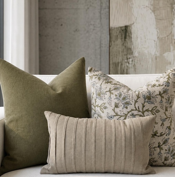 Floral Kissen Kombination set grüne Kissen Kombi Schnitt Kissen-Set Dekokissen Set für Sofa Kissen Kombi-Set Dekokissen Wohnkultur