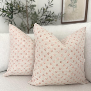 Pillow cover set of 2 Pink pillow cover throw pillow case farmhouse decor cottage pillow for couch pillow for bedroom floral pillow case