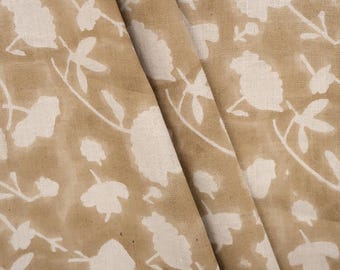 Upholstery Fabric by yard bulk Brown Decor cloth floral pattern Block Print Upholstery Linen Fabric Designer Material for Curtains Pillows