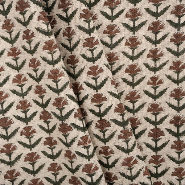 Red Upholstery Fabric by yard bulk green Decor cloth floral pattern Block Print Upholstery Linen Fabric Designer Material for Curtain Pillow