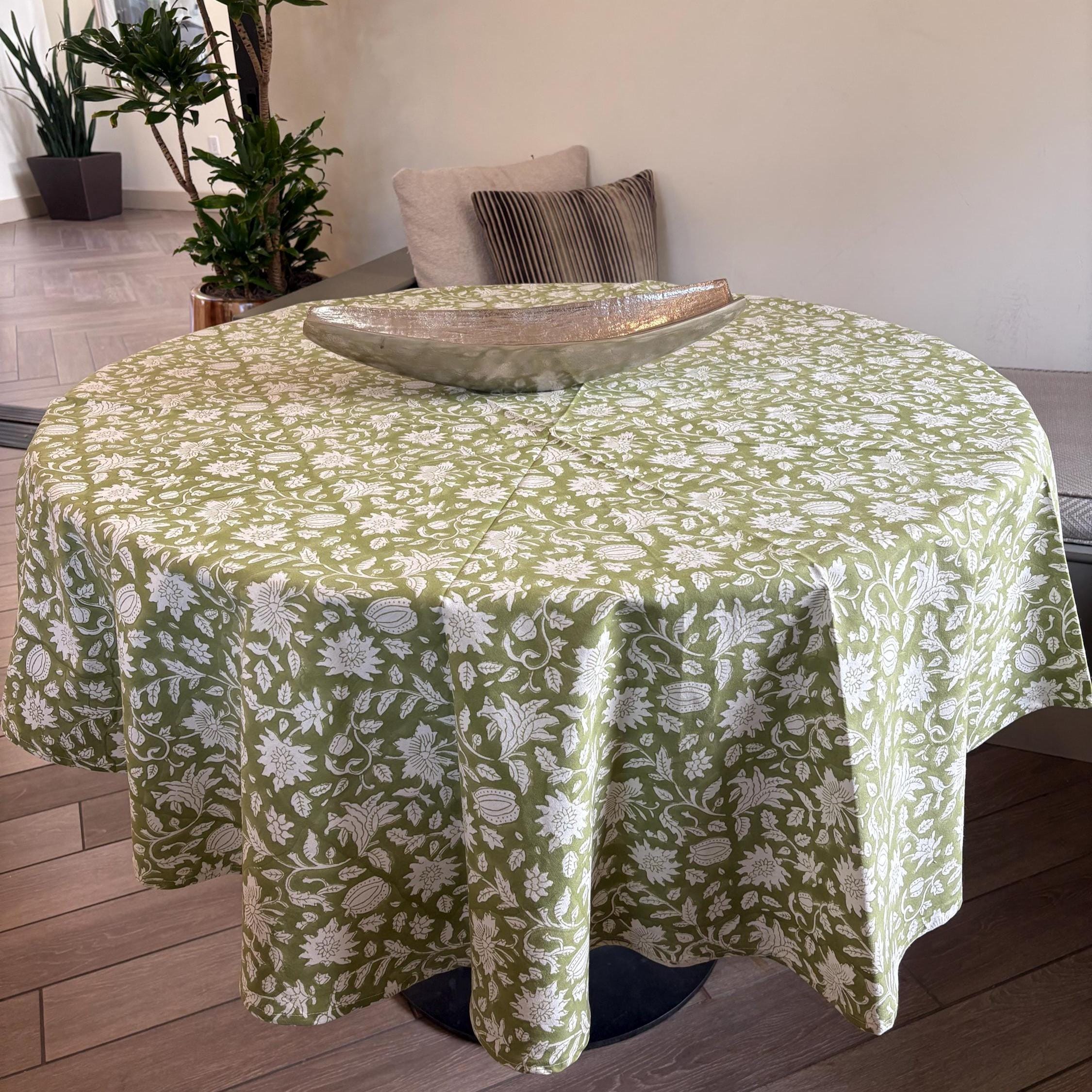 Round Tablecloth Dining Spring Table Cover French Country Decor Napkins ...