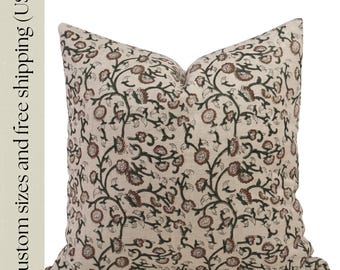Floral Kissenbezug Frühling kastanienbraun Dekokissen Block Print Kissenbezug Landhausstil Wohnkultur Geschenk Einweihungsparty Geschenk für Sofa