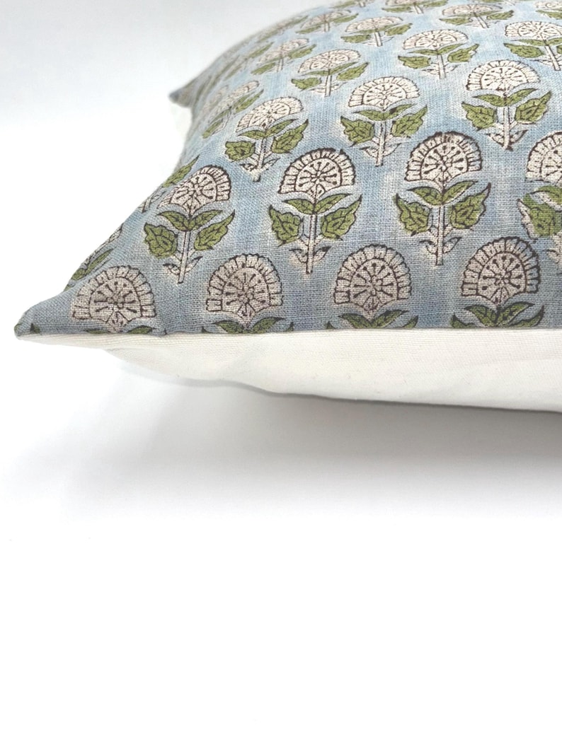 Rustic Floral Pattern Farmhouse Pillow Cover Blue White Design Cotton Construction Multiple Size Options Beautiful Bedroom Accent Living Room Decor Premium Quality Collection Portable Case Country Home Essential Comfortable Material Cottage