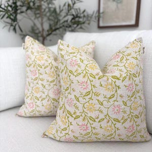 Pillow covers set of 2 Floral Pillow Cover Pink Flower Design Farmhouse Cushion Throw Accent Home Decor Room Style Cottage decor girl room