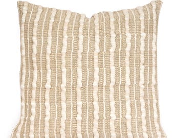 Neutraler, gewebter Kissenbezug, strukturiertes Beige, dekoratives Kissen für Wohnzimmer, Boho-Landhausstil, Schlafzimmer