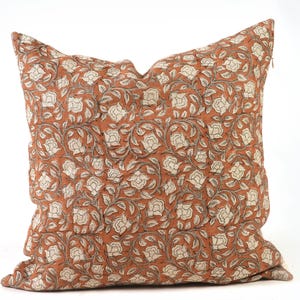 Spring Pillow Cover Floral Rust green Throw pillow Bedroom pillow for couch Farmhouse Style Home Decor Gift housewarming gift for new home