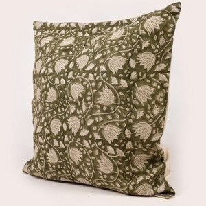 Grüner Kissenbezug Blumenfrühling Dekokissen Blockprint Dekokissen für Couch Landhausstil Wohnkultur Geschenk Einweihungsgeschenk für neues Zuhause