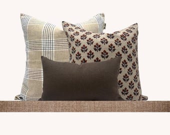 Pillow Combination set brown Pillow combo Sectional Pillows Set rust Throw Pillows Set for sofa Pillow Combo Set Throw Pillows Floral Pillow