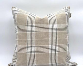 Poszewki na poduszki w kratkę Beżowa poszewka na poduszkę z lnu w stylu wiejskim Wystrój domu Prezent Heck Wzorzysta poduszka do sypialni Wystrój domu Rustykalny design