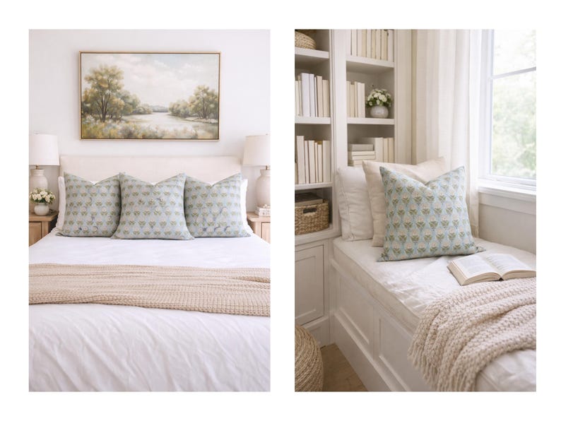 block print pillow
floral pillow
linen pillow
farmhouse decor
cottage pillow
boho pillow
neutral pillow
spring pillows
blue pillow cover
sage green pillow
floral decor
couch pillow
bed pillow cover