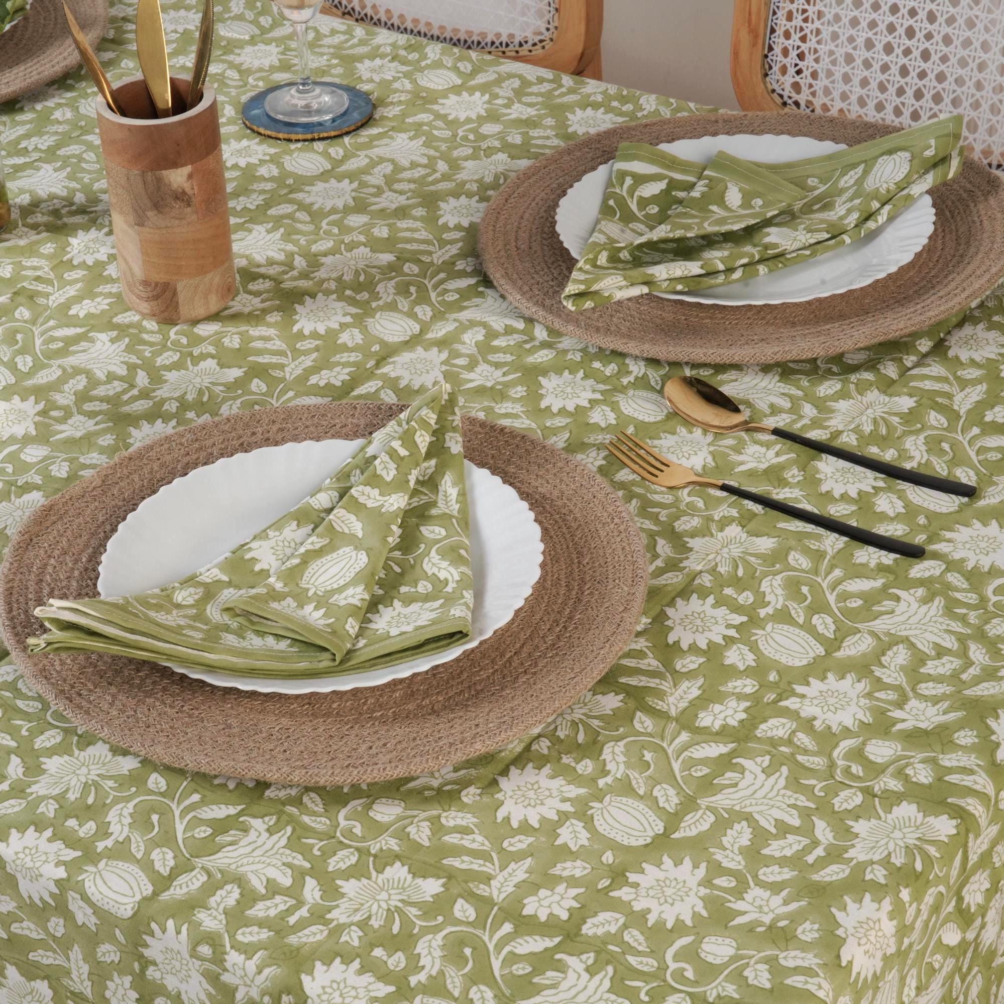 Round Tablecloth Dining Spring Table Cover French Country Decor Napkins ...