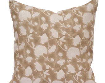Floral Pillow Cover brown Pillow Cottage Decor Home Accent Farmhouse Style neutral cottage Pillow cover spring throw pillow case brown