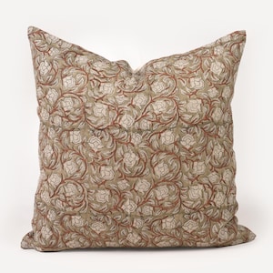 Grüner Kissenbezug Blumenfrühling Dekokissen Blockprint Dekokissen für Couch Landhausstil Wohnkultur Geschenk Einweihungsgeschenk für neues Zuhause
