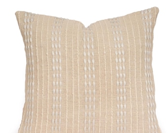 Neutraler, gewebter Kissenbezug, strukturiertes Beige, dekoratives Kissen für Wohnzimmer, Boho-Landhausstil, Schlafzimmer