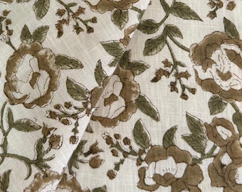 Green Upholstery fabric by yard bulk Linen Brown Fabric Linen blue Decor cloth floral pattern Fabric for sofa Designer Farmhouse fabric