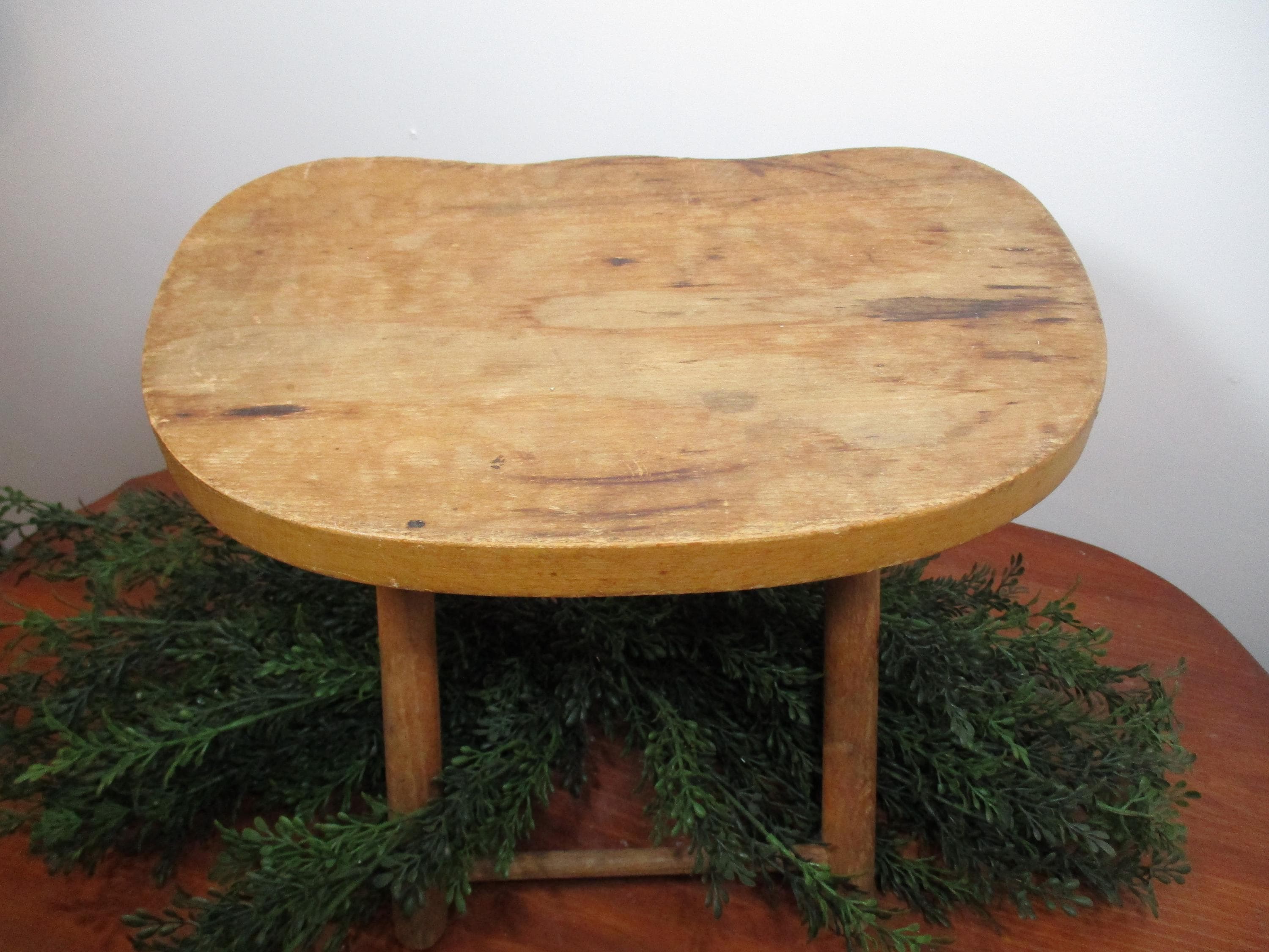 Fold and Carry Nevco Wood Stool, Vintage Yugoslavia Small Kidney Shape