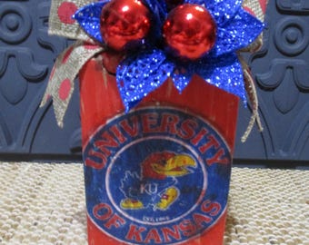 Collegiate Decorative Wood Block - KU Jayhawks and more