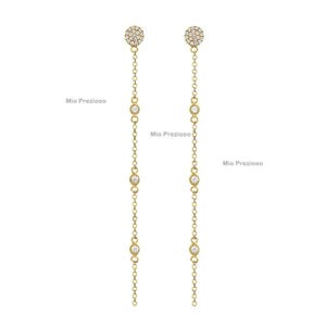 Real Diamond Dangle Stud Earrings, Diamond Disc Wedding Earrings, Bezel Drop Diamond Drop Earrings, 14k Solid Yellow Gold Earrings For Her
