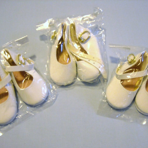 3 pr. WHITE DOLL SHOES for 17" Dress-Up Shirley Temple Doll