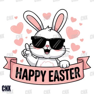Cool Easter Bunny SVG PNG Ai Eps Pdf. Cute Hipster Rabbit Clipart. Funny Happy Easter Digital File. Hipster Bunny Svg. Cute Bunny Design.