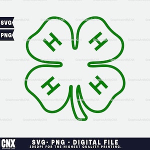 4H SVG. 4H clover Svg. 4H Png. 4-H Clover Svg. Leaf clover Svg. Green four clover Svg. 4-H clipart. Clover Cricut. Cutting files. Laser.